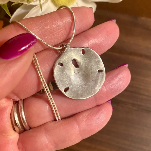 Sterling Sand Dollar Necklace 🌻 - Picture 3 of 7